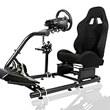 Minneer Super Driving Simulator Cockpit with Real Seat forLogitech G25, G27, G29, G920 Dual-Segment Adjustable PC,Xbox,PS4 Racing Wheel Stand Frame Professional Level Steering Simulator Cockpit