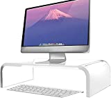 Clear Acrylic Monitor Stand,Durable Acrylic Monitor Stand,Premium Computer Monitor Riser for Laptop,TV,Mac,Apple,PC,Monitor Stand Riser for Home,Office,Desk Lucite Screen Monitor Stand,Sturdy Platform