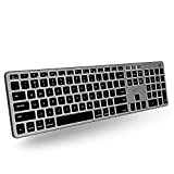 Macally Backlit Bluetooth Keyboard for Mac & iOS - for Apple Devices - 107 Key Rechargeable Wireless Mac Keyboard - Wireless Backlit Keyboard Mac (White LED | 3 Brightness Levels) - Space Gray