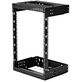 StarTech.com 15U 19' Wall Mount Network Rack - Adjustable Depth 12-20' 2 Post Open Frame Server Room Rack for AV/Data/ IT Communication/Computer Equipment/Switch w/Cage Nuts & Screws (RK15WALLOA)