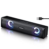 Bobtot Computer Speakers Bluetooth Desktop Soundbar - HiFi Stereo Audio RGB Gaming Mini Subwoofer Wired USB Power Desk Monitor Laptop PC External Speaker USB Speakers Multimedia Sound Bar for Phones