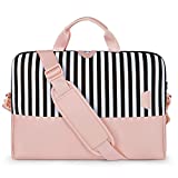 BAGSMART Laptop Bag for Women, 15.6 Inch Laptop Case Slim Computer Bag Briefcase, Work Bag For Travel, Pink Stripes