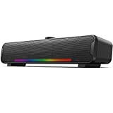 Computer Speakers, Bluetooth V5.3 RGB Laptop Sound Bar, 16W Dual 2.0 HiFi Stereo with 6 Colorful LED Modes, USB Powered Gaming Speakers for Desktop, Phone, PC, Laptop, Tablets(Include USB C Adapter)