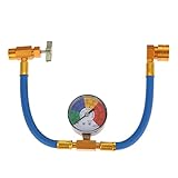 Aupoko R134A AC Refrigerant Charge Hose Kit, 1/2’’ Self-Sealing Valve Can, and Recharge Hose with Pressure Gauge, Fits for Car AC Air Conditioning Refrigerant