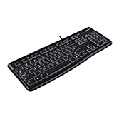 Logitech K120 Wired Keyboard for Windows, Plug and Play, Full-Size, Spill-Resistant, Curved Space Bar, Compatible with PC, Laptop - Black