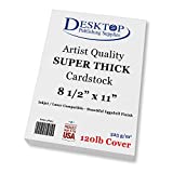 White 8.5' x 11' Cardstock - Blank SUPER Thick Paper - 100 Sheets - Artist Drawing Quality Eggshell Finish - Heavy Weight 120lb Cover Card Stock for Inkjet & Laser Printer