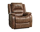 Signature Design by Ashley Yandel Faux Leather Electric Power Lift Recliner for Elderly, Brown