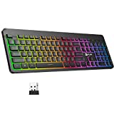 KLIM Light V2 Rechargeable Wireless Keyboard - New 2023 - Slim Durable Ergonomic - Backlit Wireless Gaming Keyboard for Laptop PC Mac PS4 PS5 Xbox One - Long-Lasting Built-in Battery