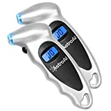 AstroAI Digital Tire Pressure Gauge 150 PSI 4 Settings for Car Truck Bicycle with Backlit LCD and Non-Slip Grip (Standard, Silver, 2)