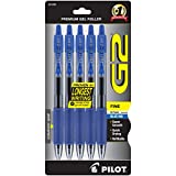 PILOT G2 Premium Refillable and Retractable Rolling Ball Gel Pens, Fine Point, Blue Ink, 5-Pack (31299)