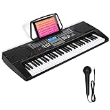 AODSK Keyboard Piano for Beginners Electric Keyboard 61Key With LCD Display Kit for Professional,255 Sounds,Microphone,3.5mm Jack and 24 Demo Songs