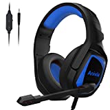Anivia Gaming Headset with Microphone, Noise Cancelling Stereo Wired Headset Compatible with PC, PS4, PS5, Xbox One, Laptop, Nintendo NES, Over-Ear 3.5mm Headphones with Mic Blue