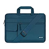 MOSISO Laptop Shoulder Bag Compatible with MacBook Air/Pro,13-13.3 inch Notebook,Compatible with MacBook Pro 14 inch 2023-2021 A2779 M2 A2442 M1,Polyester Flapover Briefcase Sleeve Case, Deep Teal