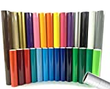 ORACAL 651 Gloss Craft Adhesive Vinyl 12' x 30' Multi-Color Roll Bundle for Silhouette, Cricut & Die-Cutting Machines Including 12' x 30' Roll of Clear Transfer Paper (30 Color Rolls)