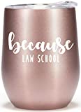 Law School Graduation Gifts - 12oz Wine Glass Tumbler Cup - Funny Gift Idea for Law Student, New Lawyer, Future Attorney, Because Law School Coffee Mug