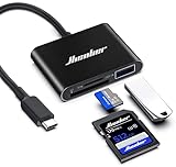 Hicober USB C to SD Card Reader, Micro SD Memory Card Reader, Type C to SD Card Reader Adapter 2TB Capacity for MacBook Camera Android Windows Linux and Other Type C Device-Black