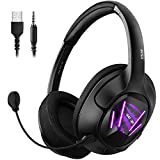 EKSA USB Gaming Headset - 7.1 Surround Sound Headphones with Breathable Earmuffs - Noise Cancelling Mic - Gaming Headphones for PC, PS4, Xbox One S/X, Android