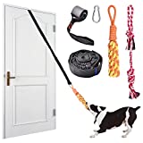 KATOLK Door Anchor Dog Hanging Bungee Tug Toy for Small Dog Pull Rope and Tug of War, Indoor Outdoor Pull Interactive Toy, Durable Retractable Tugger Dog Rope Toy with 2 Chew Toys for Dogs and Cats