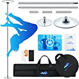 BEAT ACROBATICS Spinning Dancing Pole for Home Pole Dance Pole for Home Static Spinning Pole Fitness Dance Pole 45mm Portable Pole with Carrying Bags (Ceiling Height 87'-108')