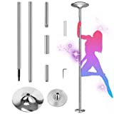 KERDOM Spinning Static Stripper Pole Dancing Pole for Home Bedroom 45mm Dance Equipment Suitable for Beginners and Professionals Removable Adjustable Pole(Silver)