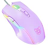 SIMGAL RGB Gaming Mouse Wired, USB Optical Computer Mice with RGB Backlit, 6 Adjustable DPI Up to 6400, Ergonomic Gamer Laptop PC Mouse with 7 Programmable Buttons for Windows Vista Linux (Lilac)