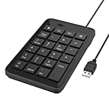 MoKo Numeric Keypad Wired, Portable USB Numpad 23 Keys Full-Size Keyboard Ultra Slim Mini Number Pad, Ergonomic Number Keyboard Extensions for Laptop, Desktop, MacBook, PC, Notebook, Computer - Black