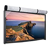 Outdoor TV Cover Waterproof with front flap for 65 inch TV, Geniff 600D Oxford Fabric Dustproof Weatherproof Outside TV Protectors with Remote Control Pocket Bottom Cover (Black)