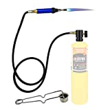 BLUEFIRE Propane / MAP Gas Soldering Torch Head Multi-Function Kit with 3' Hose | Premium Portable Self-Igniting Welding Station with Adjustable Flame, Accessories Available, Fuel by 1lb MAPP Cylinder