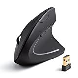 Anker 2.4G Wireless Vertical Ergonomic Optical Mouse, 800 / 1200 /1600 DPI, 5 Buttons for Laptop, Desktop, PC, MacBook - Black (Renewed)