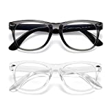 Kids Blue Light Blocking Glasses girls boys 2 pack, computer video gaming glasses for kids girls boys Age 3-10,Anti blue light & Headache (transparent black + transparent)