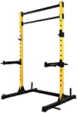 HulkFit Multi-Function Adjustable Power Rack Exercise Squat Stand with J-Hooks, Spotter Arms Dip Bars and Pull Up Bars, 800-Pound Capacity