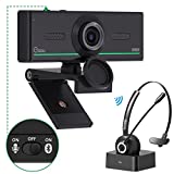 Gsou 1080P Bluetooth Webcam with Bluetooth Headset, HD Webcam USB Web Camera with Microphone, Plug and Play, Streaming Webcam for Zoom Meeting Skype Facetime Teams, PC Mac Laptop Desktop