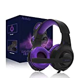 Computer Wired Over Ear Headphones - Anivia Updated AH68 Stereo Surround Sound Headsets Gaming Headset with HD Mic, Volume Control, Noise Isolating, Bass, 3.5mm Audio-Jack for Multi-Platforms, Purple