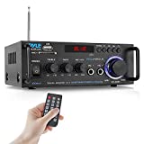 Wireless Bluetooth Stereo Power Amplifier - 200W Dual Channel Sound Audio Stereo Receiver System w/ RCA, USB, SD, MIC IN, FM Radio, For Home Theater Entertainment via RCA, Studio Use - Pyle PDA29BU