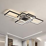 OKES Modern Ceiling Light, 78W LED Ceiling Lamp Black Square Acrylic Flush Mount Ceiling Lights Fixture for Bedroom Living Room Kitchen Office netural light/4000K 35.4inch