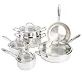 Kenmore Elite Devon Heavy Gauge Stainless Steel Tri-Ply Impact Bonded Induction Cookware Set, 10-Piece