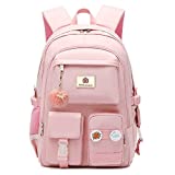 Laptop Backpacks 15.6 Inch School Bag College Backpack Anti Theft Travel Daypack Large Bookbags for Teens Girls Women Students (Pink)