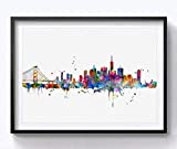 San Francisco Skyline City Poster Watercolor Painting Wall Hanging Skyline Wall Decor San Francisco Art Print Watercolor Fine Art Paper 8x10 inch No Framed