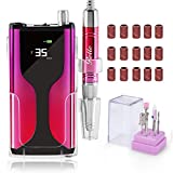 Belle Professional 35000 RPM Nail Drill , Rechargeable Nail File for Acrylic Nails with 6 Nail Drill Bits , Portable Electric E File for Manicure /Pedicure with Carrying Case