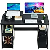 Computer Desk with Writing Storage-Shelf for Home-Office - WOODYNLUX 43.4 inch Modern Simple Style Corner Laptop Table Desk for Writing Studying Working Gaming with Monitor Stand Space Saving.