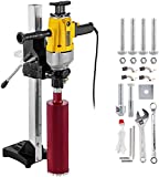 VEVOR Diamond Core Drill Rig, 1980W 6.3'/160 mm, 1600RPM Variable Speed Core Drill Rig with Stable Stand Base, Wet and Dry Drilling Machine for Hard Stone, Concrete, Marble, Granite, Brick