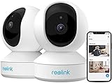 REOLINK Home Security Camera System, 3MP HD Plug-in Indoor WiFi Camera, Pan Tilt Pet Camera, Baby Monitor, Night Vision, 2 Way Audio, Motion Alerts, Local SD Card Storage, E1(2 Pack)