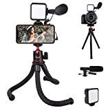 Vlogging Camera Kit, Video Kit for iPhone with Tripod+Microphone+Led Light for Camera and Phone