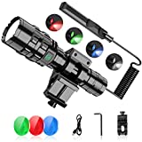 Ouesen LED Tactical Flashlights with Picatinny Mount, 1600LM Bright 5 Modes Opreated Flashlight with USB Charging Cable, Remote Pressure Switch, for Camping Biking (CREE XML-L2 LED)