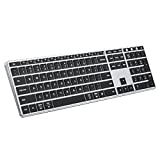 Multi-Device Backlit Bluetooth Keyboard, Rechargeable Wireless Illuminated Keyboard, Ultra Slim, Aluminum Alloy, Windows, Mac OS, iOS, Android