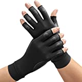 FREETOO Copper Arthritis Gloves for Carpal Tunnel Pain Relief, Strengthen Compression Gloves to Alleviate Hand Pains,Swelling, Fingerless Computer Typing Gloves for Rheumatoid, Tendonitis Women/Men-S