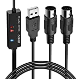 LEKATO USB MIDI Interface MIDI Cable Adapter with Input & Output Connecting with Keyboard/Synthesizer for Editing & Recording Professional MIDI Adapter Cord with Windows/Mac for Studio -6.5Ft