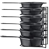 MUDEELA 6 Tier Heavy Duty Pan Organizer, Pan Rack Holds Cast Iron Skillets, Griddles and Shallow Pots, Pan Organizer Rack for Cabinet Kitchen, Durable Steel Construction, No Assembly Required, for Mother's Day Gift