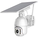 SOLIOM S600 Outdoor Home Security Camera, Wireless WiFi Pan Tilt 360° View Spotlight Solar Battery Powered System, Motion Detection and Siren, Color Night Vision, 2-Way Talk, Remote Access, Cloud/SD