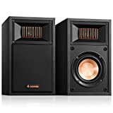 Donner Passive Bookshelf Speakers Pair, 2-Way Stereo Speakers for Home Theater/Surround Sound Speaker System with HiFi Vocal, 40W RMS 4 inch Wall Mount Wooden Speakers, Black